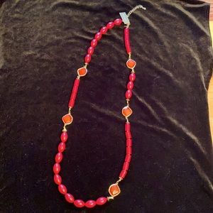 Amrita Chico’s Red Beaded and Glass Type Necklace New